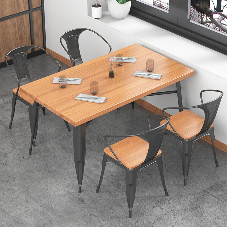 Solid Wood Dining Table Industrial 4 Legs Dining Table with Metal Base Clearhalo ' dining_table' 'Dining Tables & Seating' 'Dining Tables' 'furn' 'furn_dining_table' 'Furniture' 'furniture_dining_table' 'Kitchen & Dining Furniture' 'kitchen&dining_furn' 'kitchen' 'kitchen_dining_table' 4501816