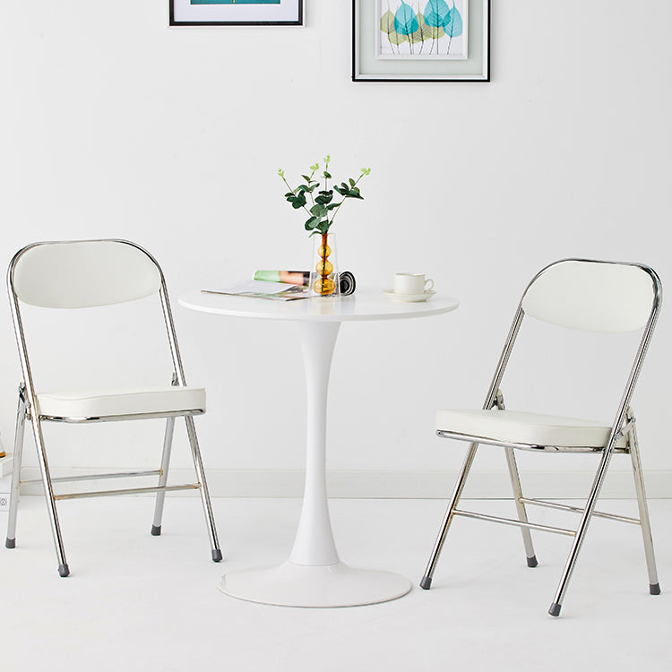 Metal Modern Round Dining Table Wood Top Indoor Table with Tulip Base White 31.5"L x 31.5"W x 29.5"H Without Chairs Clearhalo ' dining_table' 'Dining Tables & Seating' 'Dining Tables' 'furn' 'furn_dining_table' 'Furniture' 'furniture_dining_table' 'Kitchen & Dining Furniture' 'kitchen&dining_furn' 'kitchen' 'kitchen_dining_table' 4501862