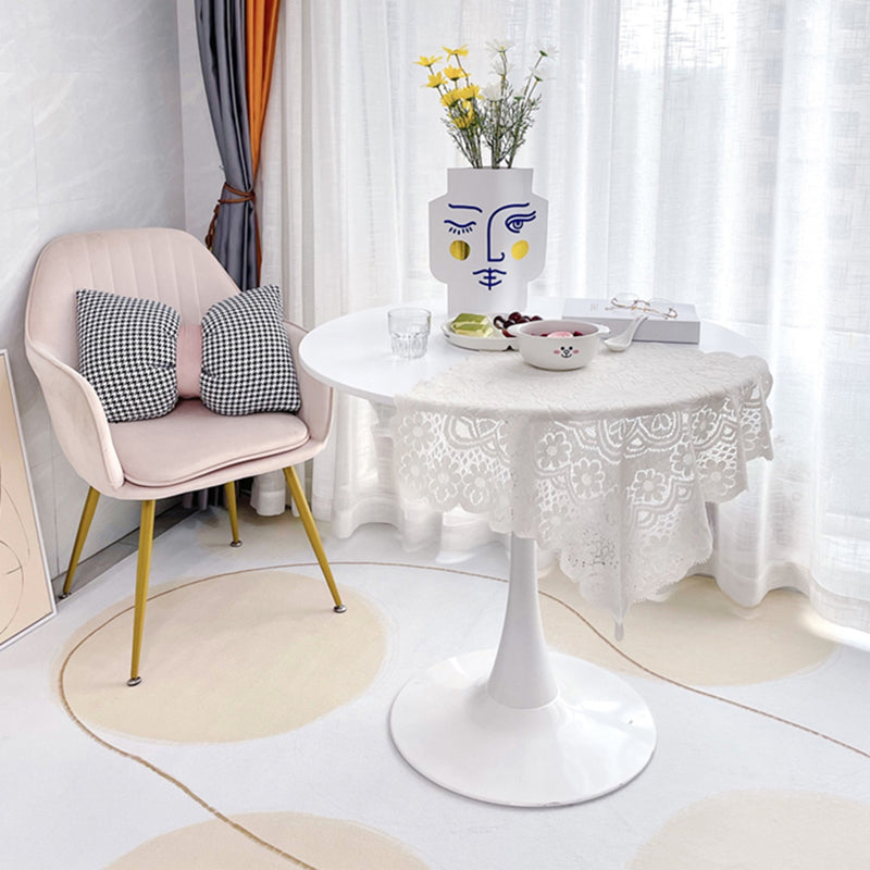 Metal Modern Round Dining Table Wood Top Indoor Table with Tulip Base White 23.6"L x 23.6"W x 29.5"H Without Chairs Clearhalo ' dining_table' 'Dining Tables & Seating' 'Dining Tables' 'furn' 'furn_dining_table' 'Furniture' 'furniture_dining_table' 'Kitchen & Dining Furniture' 'kitchen&dining_furn' 'kitchen' 'kitchen_dining_table' 4501863