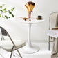 Metal Modern Round Dining Table Wood Top Indoor Table with Tulip Base White 27.6"L x 27.6"W x 29.5"H Without Chairs Clearhalo ' dining_table' 'Dining Tables & Seating' 'Dining Tables' 'furn' 'furn_dining_table' 'Furniture' 'furniture_dining_table' 'Kitchen & Dining Furniture' 'kitchen&dining_furn' 'kitchen' 'kitchen_dining_table' 4501864