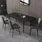 Metal Industrial Rectangle Dining Table Sintered Stone Top Table with Black Legs Black 55.1"L x 31.5"W x 29.5"H Without Chairs Clearhalo ' dining_table' 'Dining Tables & Seating' 'Dining Tables' 'furn' 'furn_dining_table' 'Furniture' 'furniture_dining_table' 'Kitchen & Dining Furniture' 'kitchen&dining_furn' 'kitchen' 'kitchen_dining_table' 4501877