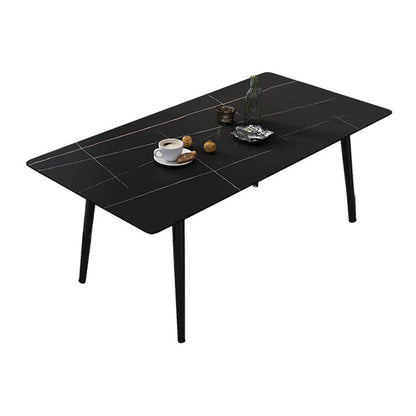 Metal Industrial Rectangle Dining Table Sintered Stone Top Table with Black Legs Black Without Chairs Clearhalo ' dining_table' 'Dining Tables & Seating' 'Dining Tables' 'furn' 'furn_dining_table' 'Furniture' 'furniture_dining_table' 'Kitchen & Dining Furniture' 'kitchen&dining_furn' 'kitchen' 'kitchen_dining_table' 4501880