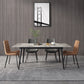 Metal Industrial Rectangle Dining Table Sintered Stone Top Table with Black Legs Gray 55.1"L x 31.5"W x 29.5"H Without Chairs Clearhalo ' dining_table' 'Dining Tables & Seating' 'Dining Tables' 'furn' 'furn_dining_table' 'Furniture' 'furniture_dining_table' 'Kitchen & Dining Furniture' 'kitchen&dining_furn' 'kitchen' 'kitchen_dining_table' 4501881