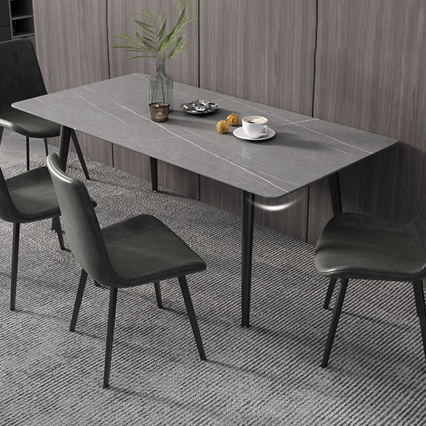 Metal Industrial Rectangle Dining Table Sintered Stone Top Table with Black Legs Clearhalo ' dining_table' 'Dining Tables & Seating' 'Dining Tables' 'furn' 'furn_dining_table' 'Furniture' 'furniture_dining_table' 'Kitchen & Dining Furniture' 'kitchen&dining_furn' 'kitchen' 'kitchen_dining_table' 4501884