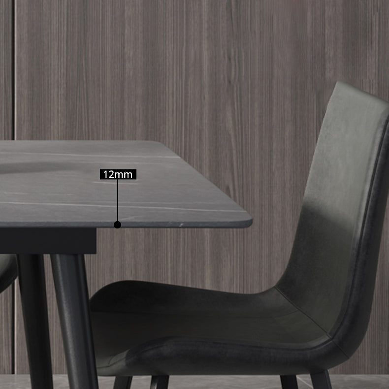 Metal Industrial Rectangle Dining Table Sintered Stone Top Table with Black Legs Clearhalo ' dining_table' 'Dining Tables & Seating' 'Dining Tables' 'furn' 'furn_dining_table' 'Furniture' 'furniture_dining_table' 'Kitchen & Dining Furniture' 'kitchen&dining_furn' 'kitchen' 'kitchen_dining_table' 4501885