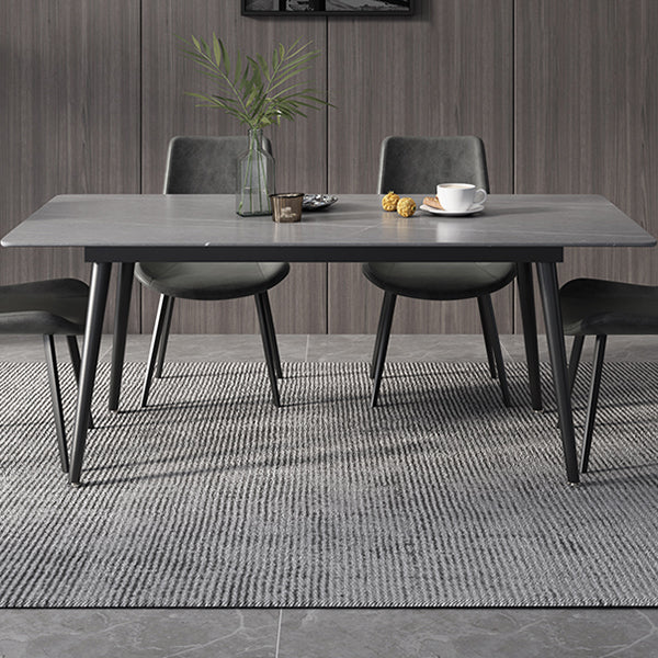 Metal Industrial Rectangle Dining Table Sintered Stone Top Table with Black Legs Clearhalo ' dining_table' 'Dining Tables & Seating' 'Dining Tables' 'furn' 'furn_dining_table' 'Furniture' 'furniture_dining_table' 'Kitchen & Dining Furniture' 'kitchen&dining_furn' 'kitchen' 'kitchen_dining_table' 4501886