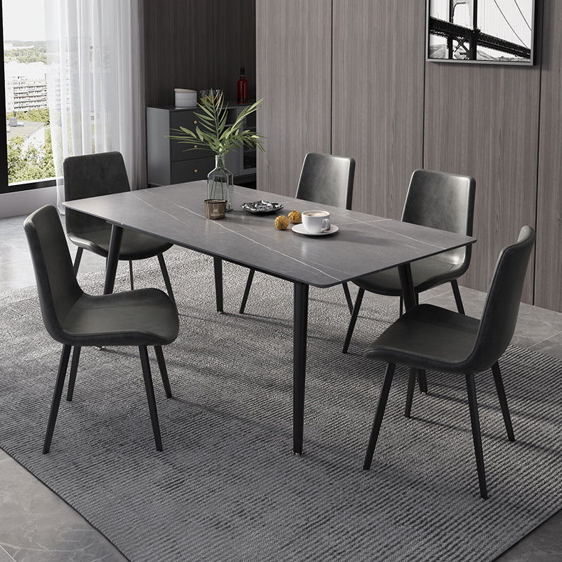 Metal Industrial Rectangle Dining Table Sintered Stone Top Table with Black Legs Clearhalo ' dining_table' 'Dining Tables & Seating' 'Dining Tables' 'furn' 'furn_dining_table' 'Furniture' 'furniture_dining_table' 'Kitchen & Dining Furniture' 'kitchen&dining_furn' 'kitchen' 'kitchen_dining_table' 4501892
