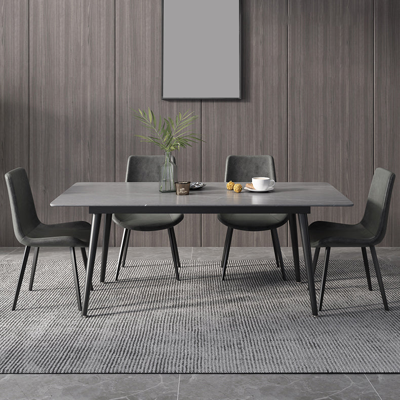 Metal Industrial Rectangle Dining Table Sintered Stone Top Table with Black Legs Clearhalo ' dining_table' 'Dining Tables & Seating' 'Dining Tables' 'furn' 'furn_dining_table' 'Furniture' 'furniture_dining_table' 'Kitchen & Dining Furniture' 'kitchen&dining_furn' 'kitchen' 'kitchen_dining_table' 4501893