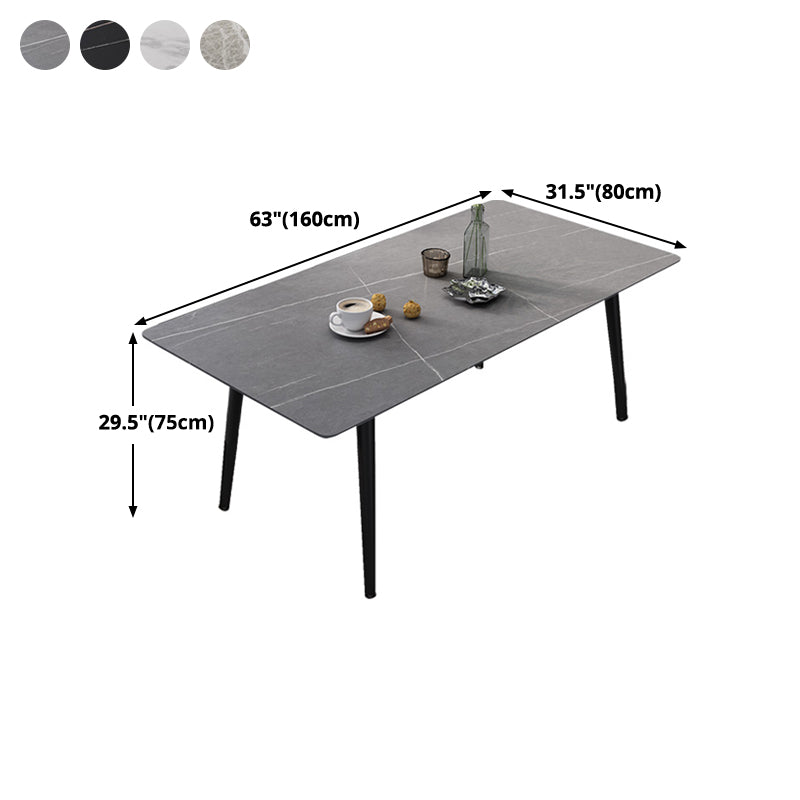 Metal Industrial Rectangle Dining Table Sintered Stone Top Table with Black Legs Clearhalo ' dining_table' 'Dining Tables & Seating' 'Dining Tables' 'furn' 'furn_dining_table' 'Furniture' 'furniture_dining_table' 'Kitchen & Dining Furniture' 'kitchen&dining_furn' 'kitchen' 'kitchen_dining_table' 4501896