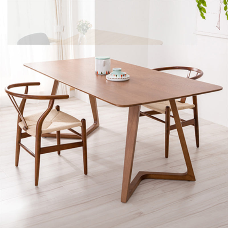 Rectangle Double Pedestal Modern Table Solid Wood Fixed Table for Home Clearhalo ' dining_table' 'Dining Tables & Seating' 'Dining Tables' 'furn' 'furn_dining_table' 'Furniture' 'furniture_dining_table' 'Kitchen & Dining Furniture' 'kitchen&dining_furn' 'kitchen' 'kitchen_dining_table' 4501906