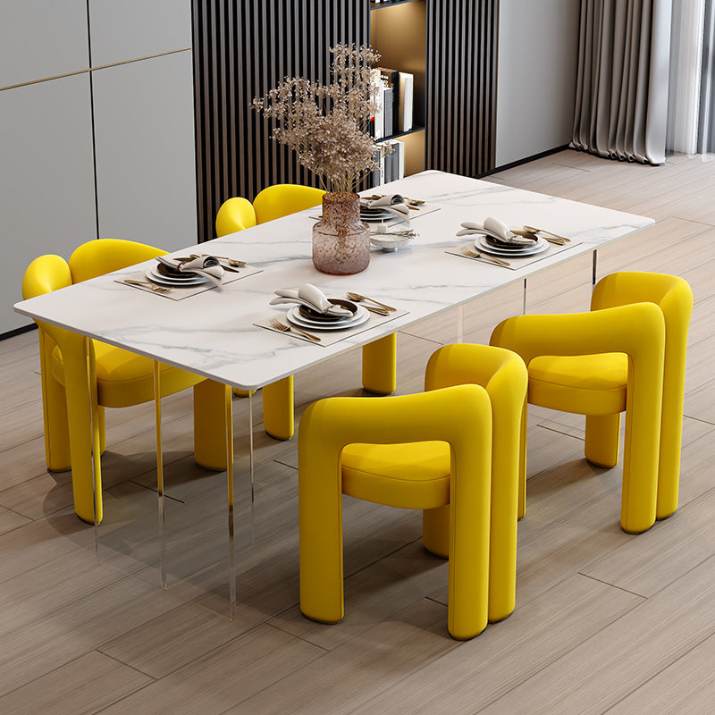 Sintered Stone Dining Table Modern Rectangle Dining Table with Acrylic Base for Home White 55.1"L x 31.5"W x 29.5"H Without Chairs Clearhalo ' dining_table' 'Dining Tables & Seating' 'Dining Tables' 'furn' 'furn_dining_table' 'Furniture' 'furniture_dining_table' 'Kitchen & Dining Furniture' 'kitchen&dining_furn' 'kitchen' 'kitchen_dining_table' 4501931