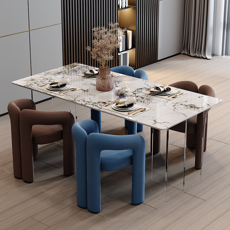 Sintered Stone Dining Table Modern Rectangle Dining Table with Acrylic Base for Home Pandora Gold 55.1"L x 31.5"W x 29.5"H Without Chairs Clearhalo ' dining_table' 'Dining Tables & Seating' 'Dining Tables' 'furn' 'furn_dining_table' 'Furniture' 'furniture_dining_table' 'Kitchen & Dining Furniture' 'kitchen&dining_furn' 'kitchen' 'kitchen_dining_table' 4501932