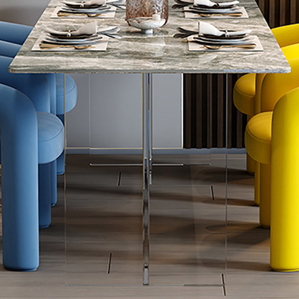 Sintered Stone Dining Table Modern Rectangle Dining Table with Acrylic Base for Home Clearhalo ' dining_table' 'Dining Tables & Seating' 'Dining Tables' 'furn' 'furn_dining_table' 'Furniture' 'furniture_dining_table' 'Kitchen & Dining Furniture' 'kitchen&dining_furn' 'kitchen' 'kitchen_dining_table' 4501938