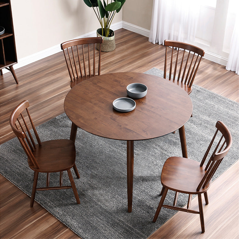 Round Rubberwood Solid Wood Dining Table Simplicity Style Dining Room Collection Brown 42.5"L x 42.5"W x 29.5"H Without Chairs Clearhalo ' dining_table' 'Dining Tables & Seating' 'Dining Tables' 'furn' 'furn_dining_table' 'Furniture' 'furniture_dining_table' 'Kitchen & Dining Furniture' 'kitchen&dining_furn' 'kitchen' 'kitchen_dining_table' 4501962