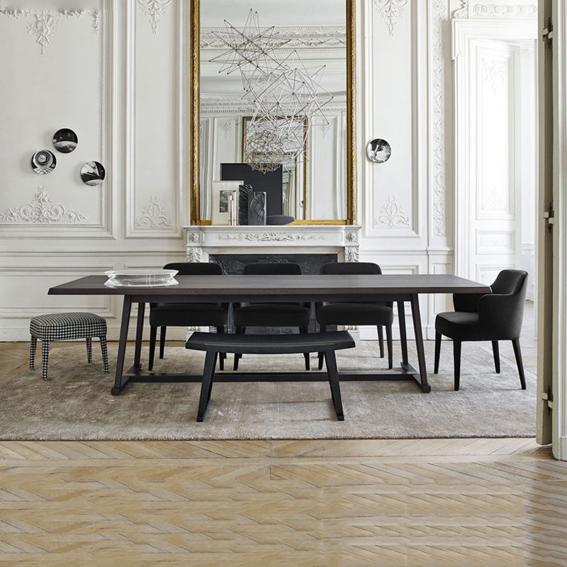 Solid Wood Modern Table for Restaurant Rectangle Dining Table with Trestle Base Black 98.4"L x 43.3"W x 29.5"H Without Chairs Clearhalo ' dining_table' 'Dining Tables & Seating' 'Dining Tables' 'furn' 'furn_dining_table' 'Furniture' 'furniture_dining_table' 'Kitchen & Dining Furniture' 'kitchen&dining_furn' 'kitchen' 'kitchen_dining_table' 4501977