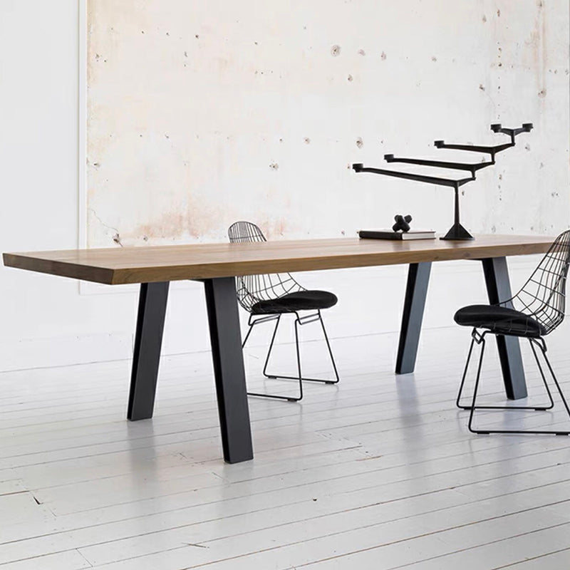 Rectangle Shape Industrial Style Table Solid Wood Fixed Table for Home Use 102.4"L x 39.4"W x 29.5"H Without Chairs Clearhalo ' dining_table' 'Dining Tables & Seating' 'Dining Tables' 'furn' 'furn_dining_table' 'Furniture' 'furniture_dining_table' 'Kitchen & Dining Furniture' 'kitchen&dining_furn' 'kitchen' 'kitchen_dining_table' 4501994