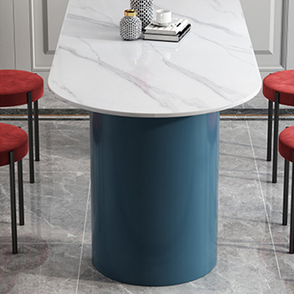 Oval Sintered Stone Dining Table Modern White Dining Table with Double Pedestal Base Clearhalo ' dining_table' 'Dining Tables & Seating' 'Dining Tables' 'furn' 'furn_dining_table' 'Furniture' 'furniture_dining_table' 'Kitchen & Dining Furniture' 'kitchen&dining_furn' 'kitchen' 'kitchen_dining_table' 4502016
