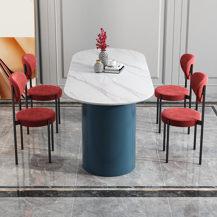 Oval Sintered Stone Dining Table Modern White Dining Table with Double Pedestal Base Clearhalo ' dining_table' 'Dining Tables & Seating' 'Dining Tables' 'furn' 'furn_dining_table' 'Furniture' 'furniture_dining_table' 'Kitchen & Dining Furniture' 'kitchen&dining_furn' 'kitchen' 'kitchen_dining_table' 4502017