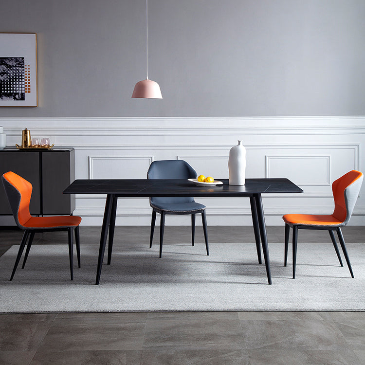 Rectangle 4 Legs Industrial Style Dining Table Sintered Stone Fixed Table for Kitchen Clearhalo ' dining_table' 'Dining Tables & Seating' 'Dining Tables' 'furn' 'furn_dining_table' 'Furniture' 'furniture_dining_table' 'Kitchen & Dining Furniture' 'kitchen&dining_furn' 'kitchen' 'kitchen_dining_table' 4502024