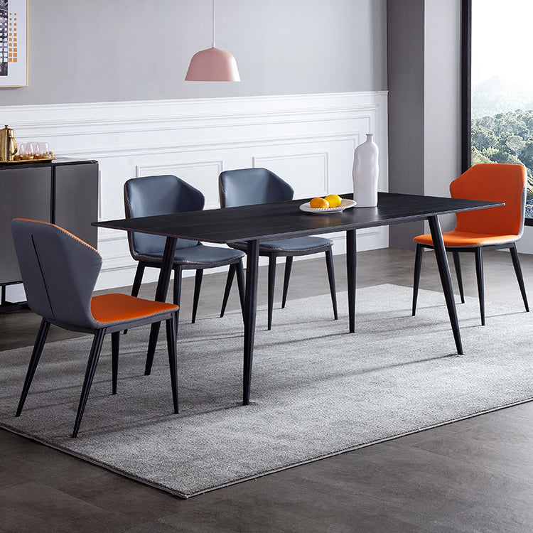 Rectangle 4 Legs Industrial Style Dining Table Sintered Stone Fixed Table for Kitchen Clearhalo ' dining_table' 'Dining Tables & Seating' 'Dining Tables' 'furn' 'furn_dining_table' 'Furniture' 'furniture_dining_table' 'Kitchen & Dining Furniture' 'kitchen&dining_furn' 'kitchen' 'kitchen_dining_table' 4502025