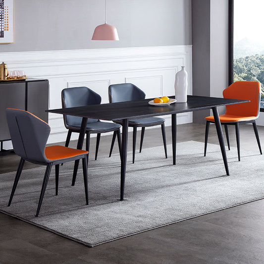 Rectangle 4 Legs Industrial Style Dining Table Sintered Stone Fixed Table for Kitchen Clearhalo ' dining_table' 'Dining Tables & Seating' 'Dining Tables' 'furn' 'furn_dining_table' 'Furniture' 'furniture_dining_table' 'Kitchen & Dining Furniture' 'kitchen&dining_furn' 'kitchen' 'kitchen_dining_table' 4502025