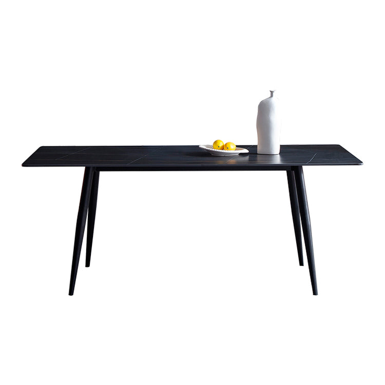 Rectangle 4 Legs Industrial Style Dining Table Sintered Stone Fixed Table for Kitchen Black Without Chairs Clearhalo ' dining_table' 'Dining Tables & Seating' 'Dining Tables' 'furn' 'furn_dining_table' 'Furniture' 'furniture_dining_table' 'Kitchen & Dining Furniture' 'kitchen&dining_furn' 'kitchen' 'kitchen_dining_table' 4502027
