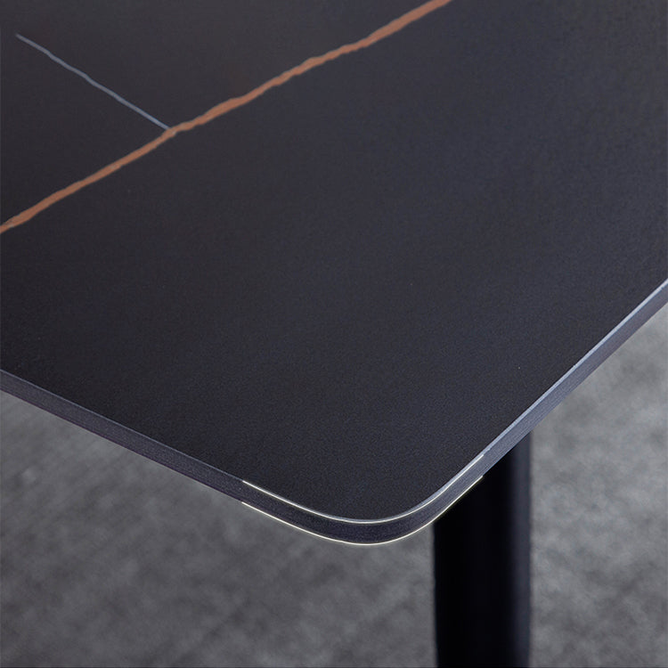 Rectangle 4 Legs Industrial Style Dining Table Sintered Stone Fixed Table for Kitchen Clearhalo ' dining_table' 'Dining Tables & Seating' 'Dining Tables' 'furn' 'furn_dining_table' 'Furniture' 'furniture_dining_table' 'Kitchen & Dining Furniture' 'kitchen&dining_furn' 'kitchen' 'kitchen_dining_table' 4502029