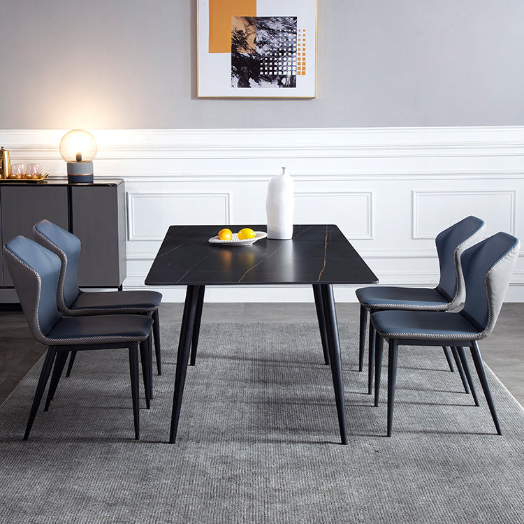Rectangle 4 Legs Industrial Style Dining Table Sintered Stone Fixed Table for Kitchen Clearhalo ' dining_table' 'Dining Tables & Seating' 'Dining Tables' 'furn' 'furn_dining_table' 'Furniture' 'furniture_dining_table' 'Kitchen & Dining Furniture' 'kitchen&dining_furn' 'kitchen' 'kitchen_dining_table' 4502032