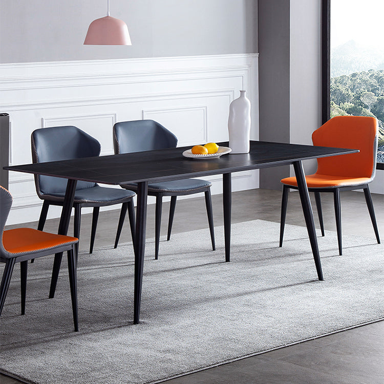 Rectangle 4 Legs Industrial Style Dining Table Sintered Stone Fixed Table for Kitchen Clearhalo ' dining_table' 'Dining Tables & Seating' 'Dining Tables' 'furn' 'furn_dining_table' 'Furniture' 'furniture_dining_table' 'Kitchen & Dining Furniture' 'kitchen&dining_furn' 'kitchen' 'kitchen_dining_table' 4502033