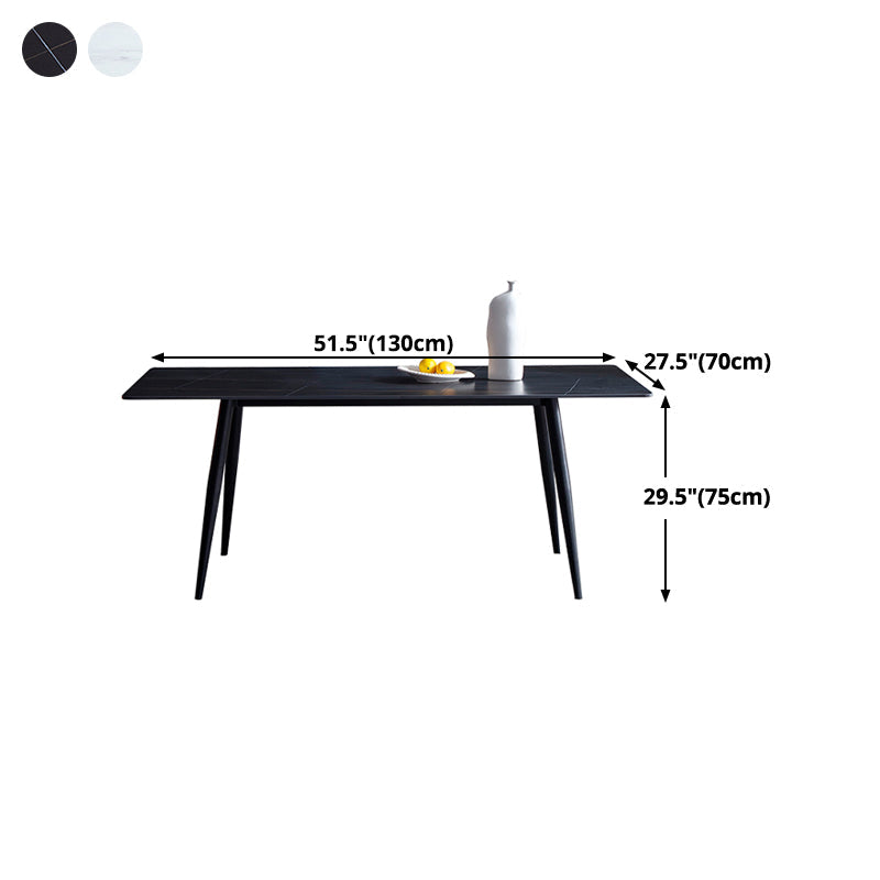 Rectangle 4 Legs Industrial Style Dining Table Sintered Stone Fixed Table for Kitchen Clearhalo ' dining_table' 'Dining Tables & Seating' 'Dining Tables' 'furn' 'furn_dining_table' 'Furniture' 'furniture_dining_table' 'Kitchen & Dining Furniture' 'kitchen&dining_furn' 'kitchen' 'kitchen_dining_table' 4502036