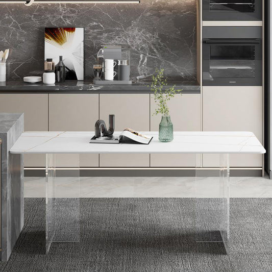 Sintered Stone Dining Table Rectangle Modern Dining Table with Acrylic Base Clearhalo ' dining_table' 'Dining Tables & Seating' 'Dining Tables' 'furn' 'furn_dining_table' 'Furniture' 'furniture_dining_table' 'Kitchen & Dining Furniture' 'kitchen&dining_furn' 'kitchen' 'kitchen_dining_table' 4502045