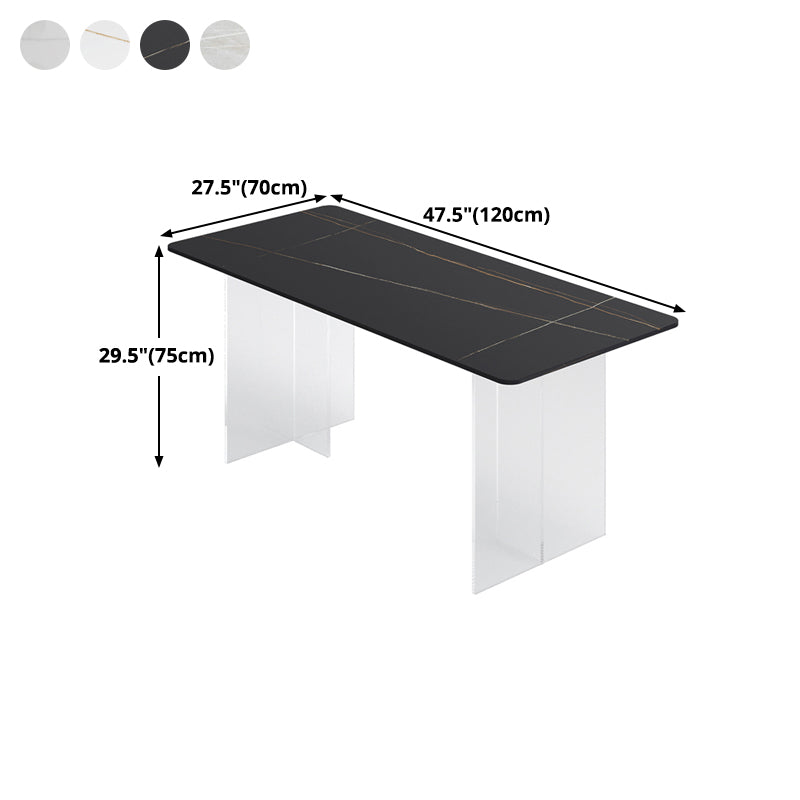 Sintered Stone Dining Table Rectangle Modern Dining Table with Acrylic Base Clearhalo ' dining_table' 'Dining Tables & Seating' 'Dining Tables' 'furn' 'furn_dining_table' 'Furniture' 'furniture_dining_table' 'Kitchen & Dining Furniture' 'kitchen&dining_furn' 'kitchen' 'kitchen_dining_table' 4502046