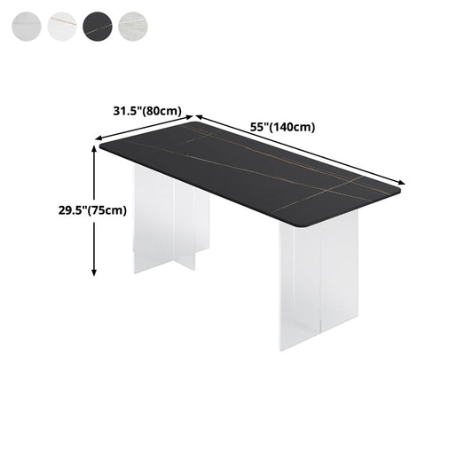 Sintered Stone Dining Table Rectangle Modern Dining Table with Acrylic Base Clearhalo ' dining_table' 'Dining Tables & Seating' 'Dining Tables' 'furn' 'furn_dining_table' 'Furniture' 'furniture_dining_table' 'Kitchen & Dining Furniture' 'kitchen&dining_furn' 'kitchen' 'kitchen_dining_table' 4502047