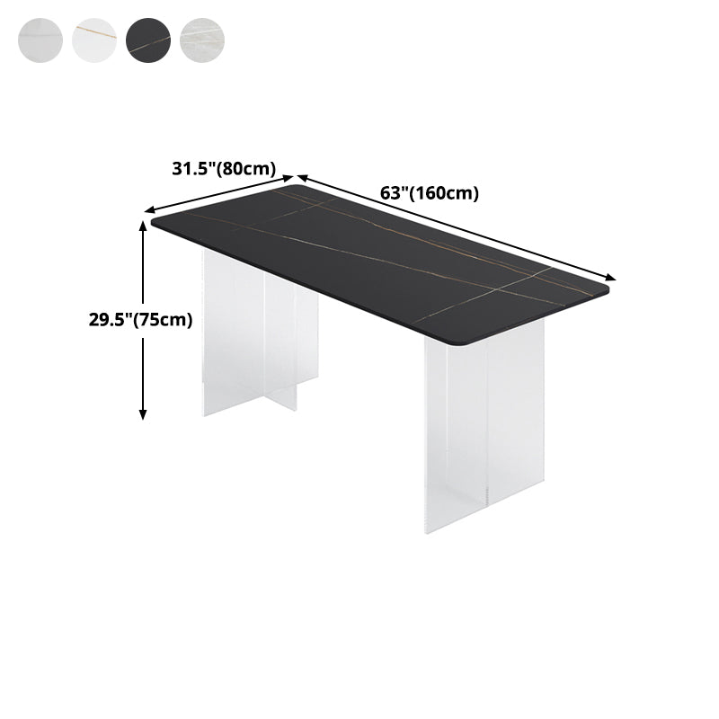 Sintered Stone Dining Table Rectangle Modern Dining Table with Acrylic Base Clearhalo ' dining_table' 'Dining Tables & Seating' 'Dining Tables' 'furn' 'furn_dining_table' 'Furniture' 'furniture_dining_table' 'Kitchen & Dining Furniture' 'kitchen&dining_furn' 'kitchen' 'kitchen_dining_table' 4502048