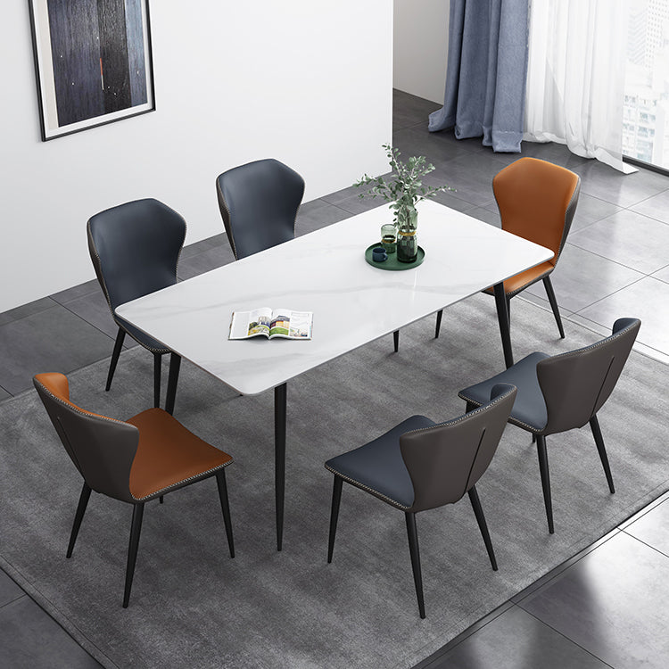Rectangle Industrial Style Dining Table Sintered Stone Fixed Table for Kitchen Clearhalo ' dining_table' 'Dining Tables & Seating' 'Dining Tables' 'furn' 'furn_dining_table' 'Furniture' 'furniture_dining_table' 'Kitchen & Dining Furniture' 'kitchen&dining_furn' 'kitchen' 'kitchen_dining_table' 4502059