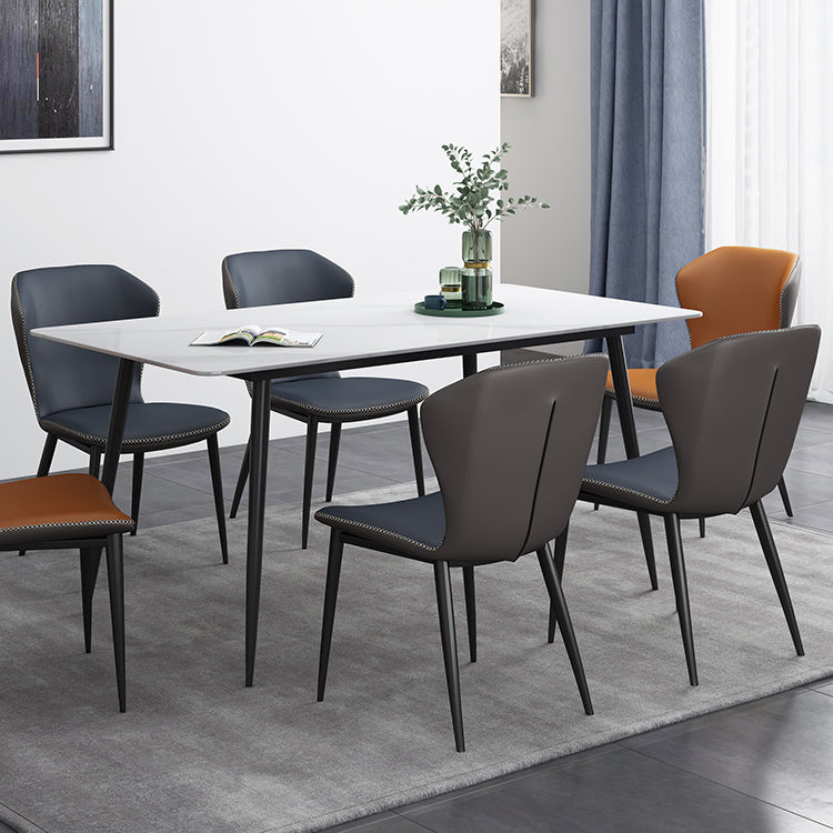 Rectangle Industrial Style Dining Table Sintered Stone Fixed Table for Kitchen Clearhalo ' dining_table' 'Dining Tables & Seating' 'Dining Tables' 'furn' 'furn_dining_table' 'Furniture' 'furniture_dining_table' 'Kitchen & Dining Furniture' 'kitchen&dining_furn' 'kitchen' 'kitchen_dining_table' 4502061