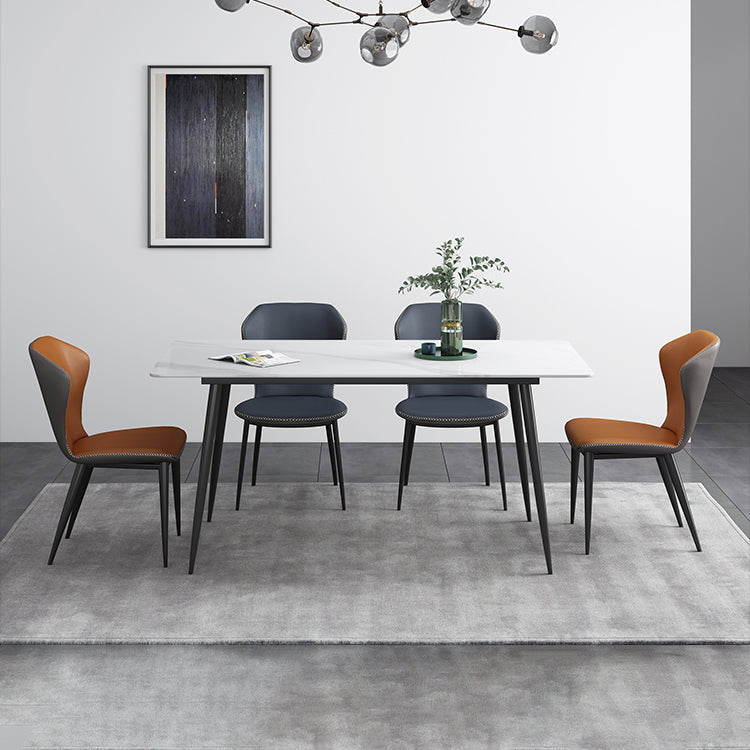 Rectangle Industrial Style Dining Table Sintered Stone Fixed Table for Kitchen Clearhalo ' dining_table' 'Dining Tables & Seating' 'Dining Tables' 'furn' 'furn_dining_table' 'Furniture' 'furniture_dining_table' 'Kitchen & Dining Furniture' 'kitchen&dining_furn' 'kitchen' 'kitchen_dining_table' 4502062