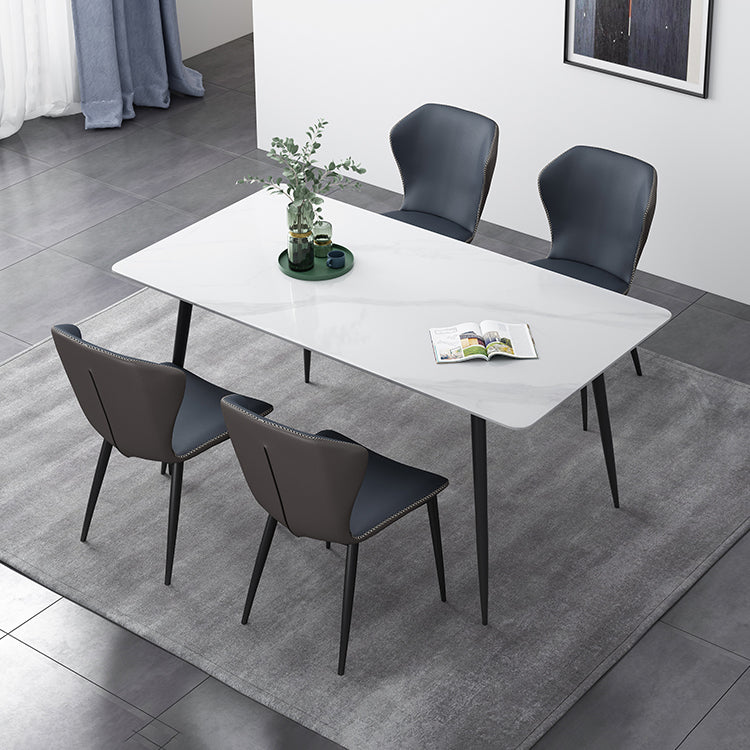 Rectangle Industrial Style Dining Table Sintered Stone Fixed Table for Kitchen Clearhalo ' dining_table' 'Dining Tables & Seating' 'Dining Tables' 'furn' 'furn_dining_table' 'Furniture' 'furniture_dining_table' 'Kitchen & Dining Furniture' 'kitchen&dining_furn' 'kitchen' 'kitchen_dining_table' 4502063