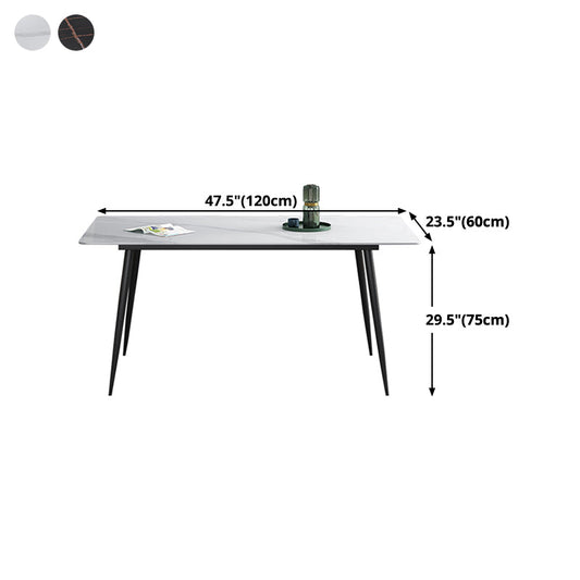 Rectangle Industrial Style Dining Table Sintered Stone Fixed Table for Kitchen Clearhalo ' dining_table' 'Dining Tables & Seating' 'Dining Tables' 'furn' 'furn_dining_table' 'Furniture' 'furniture_dining_table' 'Kitchen & Dining Furniture' 'kitchen&dining_furn' 'kitchen' 'kitchen_dining_table' 4502064