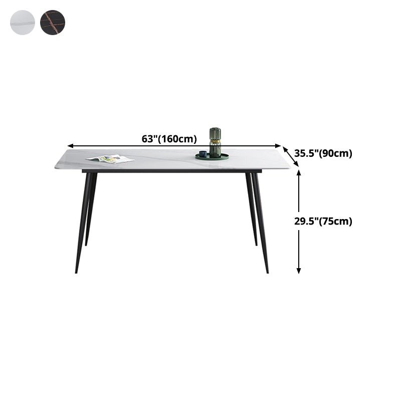Rectangle Industrial Style Dining Table Sintered Stone Fixed Table for Kitchen Clearhalo ' dining_table' 'Dining Tables & Seating' 'Dining Tables' 'furn' 'furn_dining_table' 'Furniture' 'furniture_dining_table' 'Kitchen & Dining Furniture' 'kitchen&dining_furn' 'kitchen' 'kitchen_dining_table' 4502067