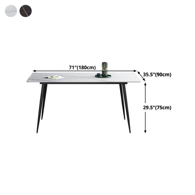 Rectangle Industrial Style Dining Table Sintered Stone Fixed Table for Kitchen Clearhalo ' dining_table' 'Dining Tables & Seating' 'Dining Tables' 'furn' 'furn_dining_table' 'Furniture' 'furniture_dining_table' 'Kitchen & Dining Furniture' 'kitchen&dining_furn' 'kitchen' 'kitchen_dining_table' 4502068