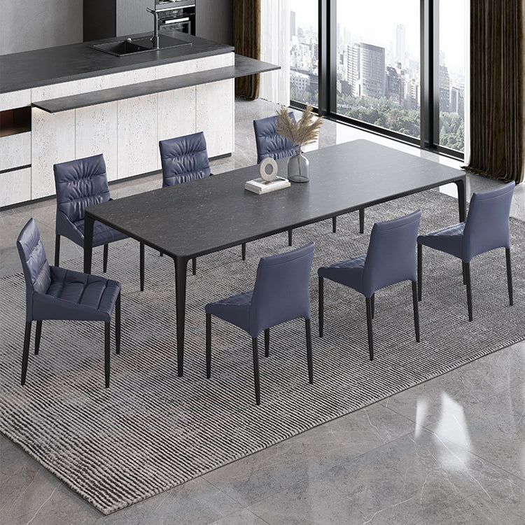 Rectangle Shape Dining Table Industrial Sintered Stone Table with 4 Legs Black Clearhalo ' dining_table' 'Dining Tables & Seating' 'Dining Tables' 'Furniture' 'furniture_dining_table' 'Kitchen & Dining Furniture' 'kitchen&dining_furn' 'kitchen' 'kitchen_dining_table' 4502072