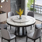 Round Dining Site Table Simplicity Style Marble Furniture with Pedestal Base Black-White 53.1"L x 53.1"W x 29.5"H Lazy Susan Clearhalo ' dining_table' 'Dining Tables & Seating' 'Dining Tables' 'furn' 'furn_dining_table' 'Furniture' 'furniture_dining_table' 'Kitchen & Dining Furniture' 'kitchen&dining_furn' 'kitchen' 'kitchen_dining_table' 4502084