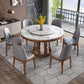 Round Dining Site Table Simplicity Style Marble Furniture with Pedestal Base Khaki-White Lazy Susan Clearhalo ' dining_table' 'Dining Tables & Seating' 'Dining Tables' 'furn' 'furn_dining_table' 'Furniture' 'furniture_dining_table' 'Kitchen & Dining Furniture' 'kitchen&dining_furn' 'kitchen' 'kitchen_dining_table' 4502085
