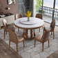 Round Dining Site Table Simplicity Style Marble Furniture with Pedestal Base White-Brown Lazy Susan Clearhalo ' dining_table' 'Dining Tables & Seating' 'Dining Tables' 'furn' 'furn_dining_table' 'Furniture' 'furniture_dining_table' 'Kitchen & Dining Furniture' 'kitchen&dining_furn' 'kitchen' 'kitchen_dining_table' 4502097