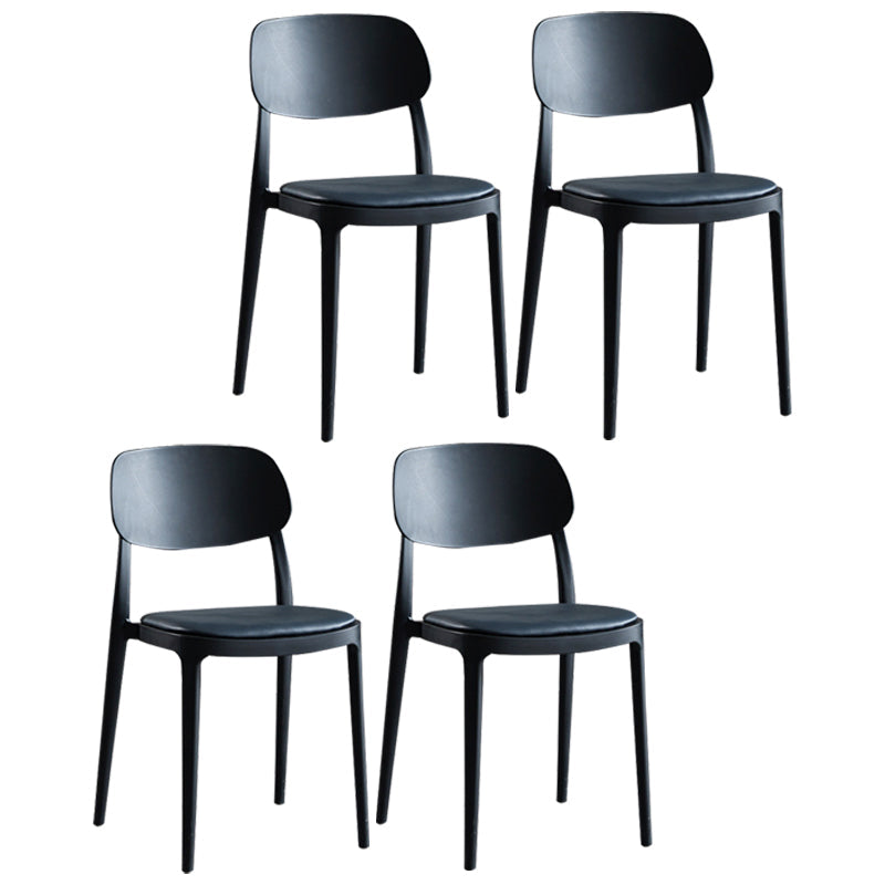 Contemporary Dining and Accent Chairs Indoor-Outdoor Open Back Dining Chair Black Leather 4 Piece Set Clearhalo ' kitchen&dining_furn' 'Dining Chairs' 'Dining Tables & Seating' 'dining_chair' 'furn' 'furn_dining_chair' 'Furniture' 'furniture_dining_chair' 'Kitchen & Dining Furniture' 'kitchen' 4502109