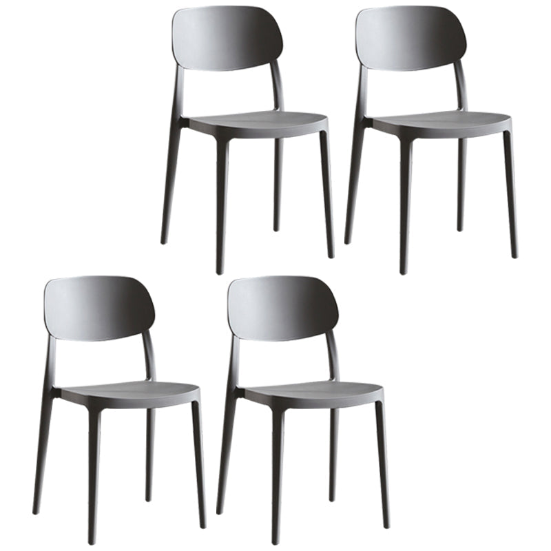 Contemporary Dining and Accent Chairs Indoor-Outdoor Open Back Dining Chair Grey Plastic & Acrylic 4 Piece Set Clearhalo ' kitchen&dining_furn' 'Dining Chairs' 'Dining Tables & Seating' 'dining_chair' 'furn' 'furn_dining_chair' 'Furniture' 'furniture_dining_chair' 'Kitchen & Dining Furniture' 'kitchen' 4502126