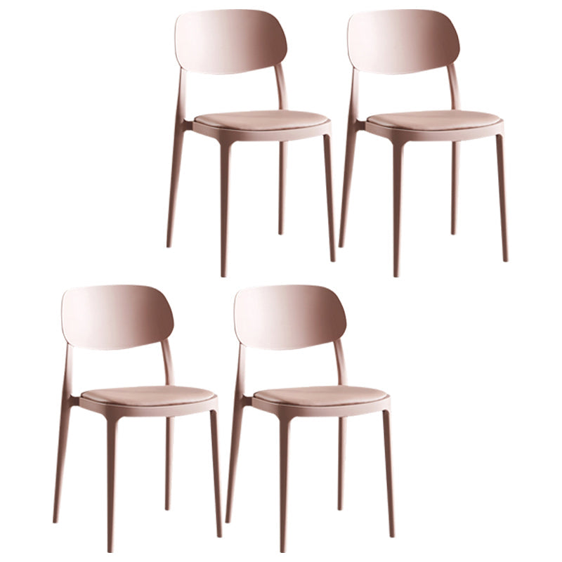 Contemporary Dining and Accent Chairs Indoor-Outdoor Open Back Dining Chair Pink Leather 4 Piece Set Clearhalo ' kitchen&dining_furn' 'Dining Chairs' 'Dining Tables & Seating' 'dining_chair' 'furn' 'furn_dining_chair' 'Furniture' 'furniture_dining_chair' 'Kitchen & Dining Furniture' 'kitchen' 4502135
