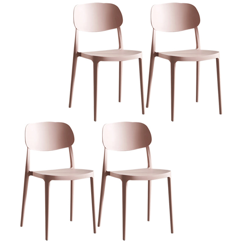 Contemporary Dining and Accent Chairs Indoor-Outdoor Open Back Dining Chair Pink Plastic & Acrylic 4 Piece Set Clearhalo ' kitchen&dining_furn' 'Dining Chairs' 'Dining Tables & Seating' 'dining_chair' 'furn' 'furn_dining_chair' 'Furniture' 'furniture_dining_chair' 'Kitchen & Dining Furniture' 'kitchen' 4502138
