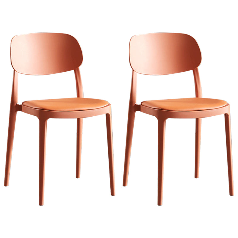 Contemporary Dining and Accent Chairs Indoor-Outdoor Open Back Dining Chair Orange Leather 2 Piece Set Clearhalo ' kitchen&dining_furn' 'Dining Chairs' 'Dining Tables & Seating' 'dining_chair' 'furn' 'furn_dining_chair' 'Furniture' 'furniture_dining_chair' 'Kitchen & Dining Furniture' 'kitchen' 4502140